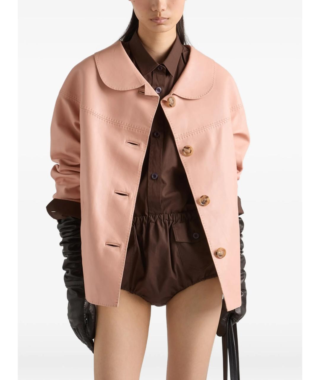 PRADA Розовая кожаная куртка, фото 4