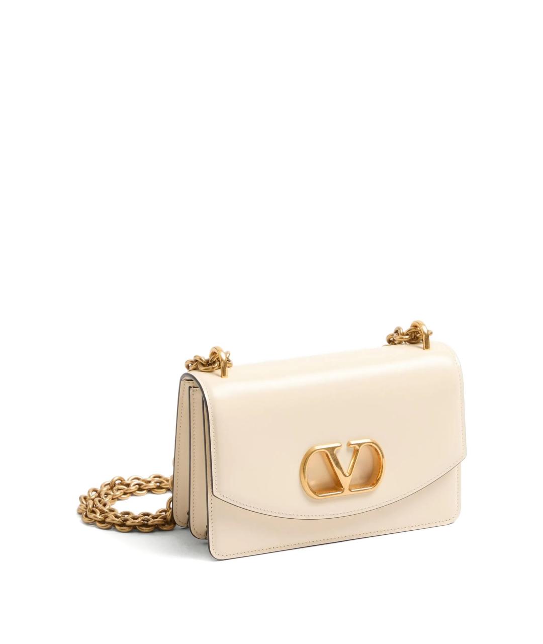 VALENTINO Бежевая кожаная сумка через плечо, фото 5