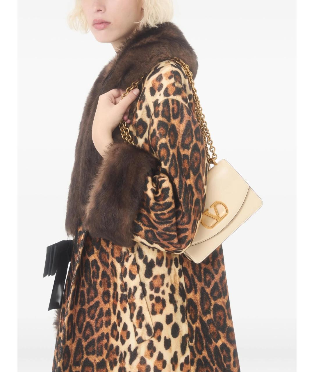 VALENTINO Бежевая кожаная сумка через плечо, фото 2