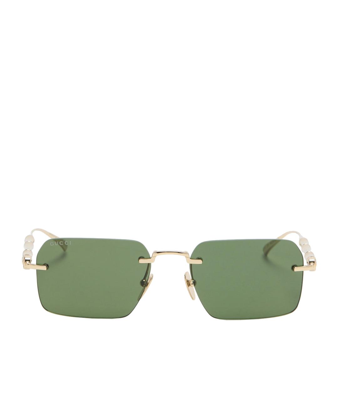 GUCCI Золотые металлические солнцезащитные очки, фото 1