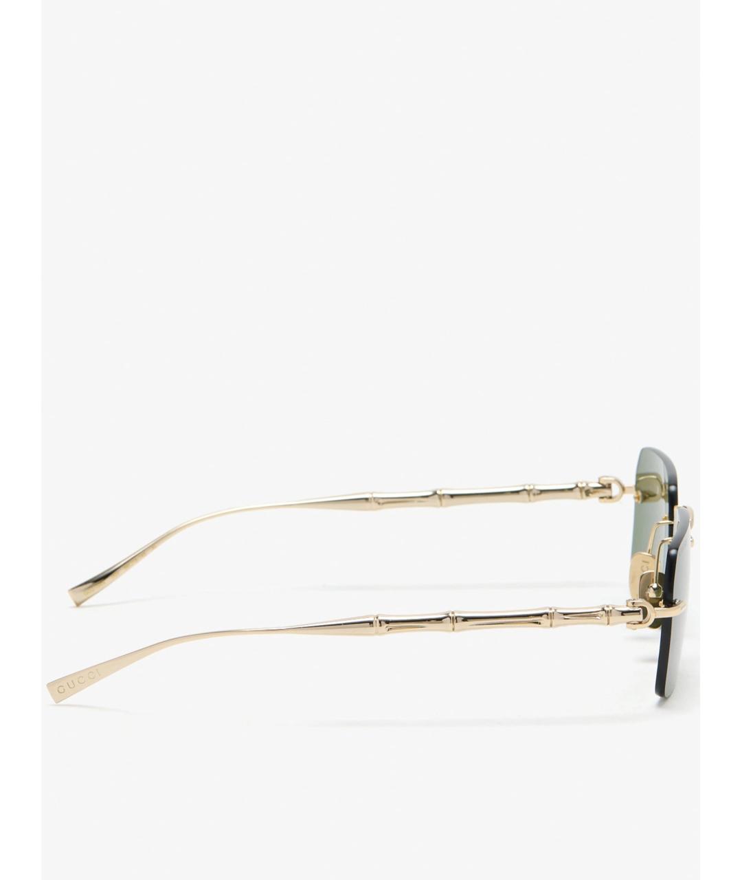 GUCCI Золотые металлические солнцезащитные очки, фото 3