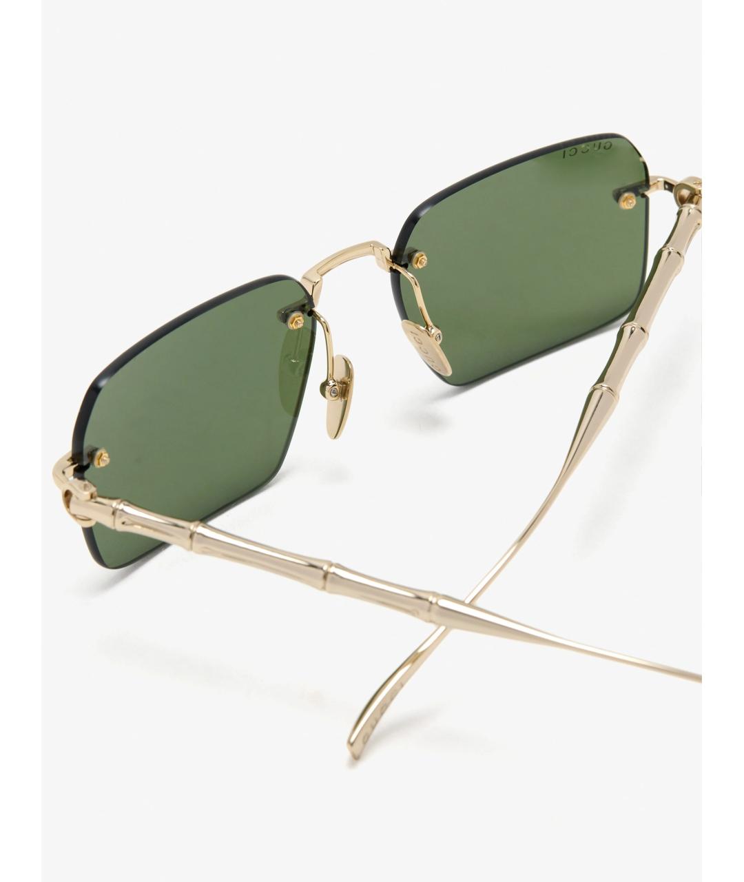 GUCCI Золотые металлические солнцезащитные очки, фото 2