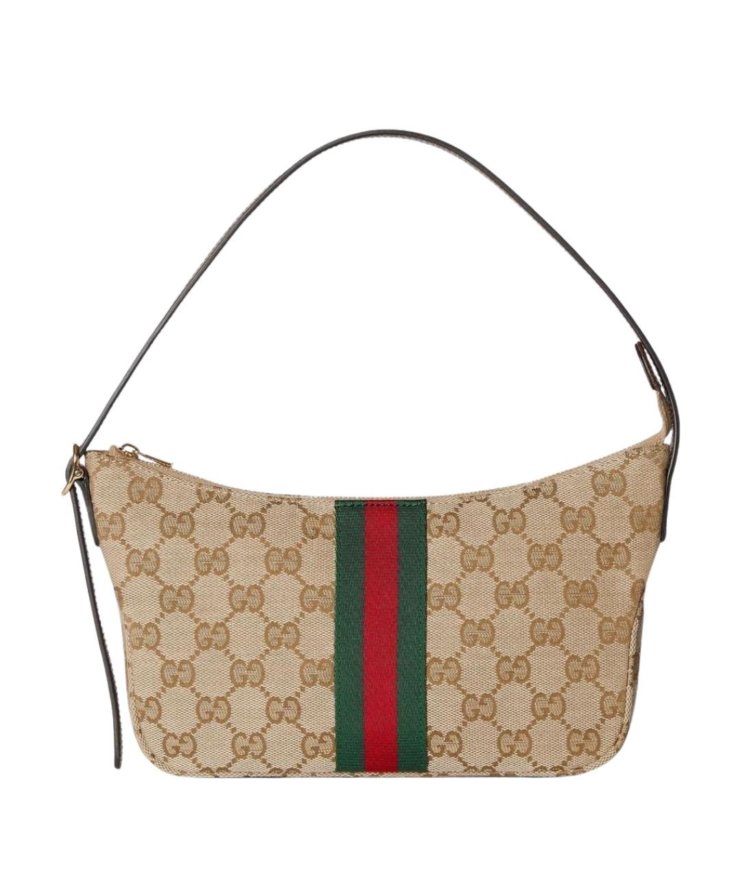 GUCCI Коричневая жаккардовая сумка на плечо, фото 1