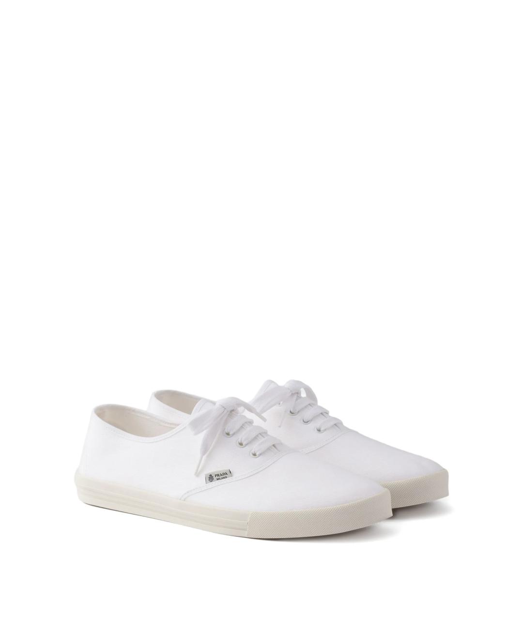 PRADA Белые текстильные низкие кроссовки / кеды, фото 2
