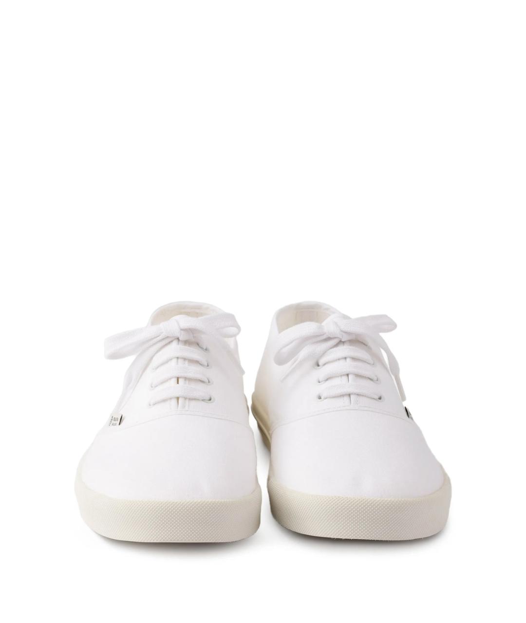 PRADA Белые текстильные низкие кроссовки / кеды, фото 4