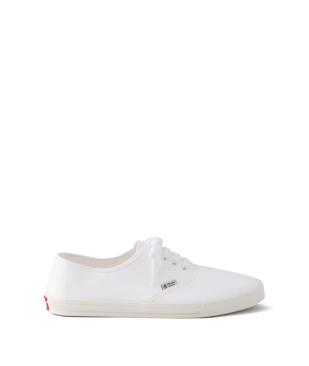 PRADA Белые текстильные низкие кроссовки / кеды, фото 1