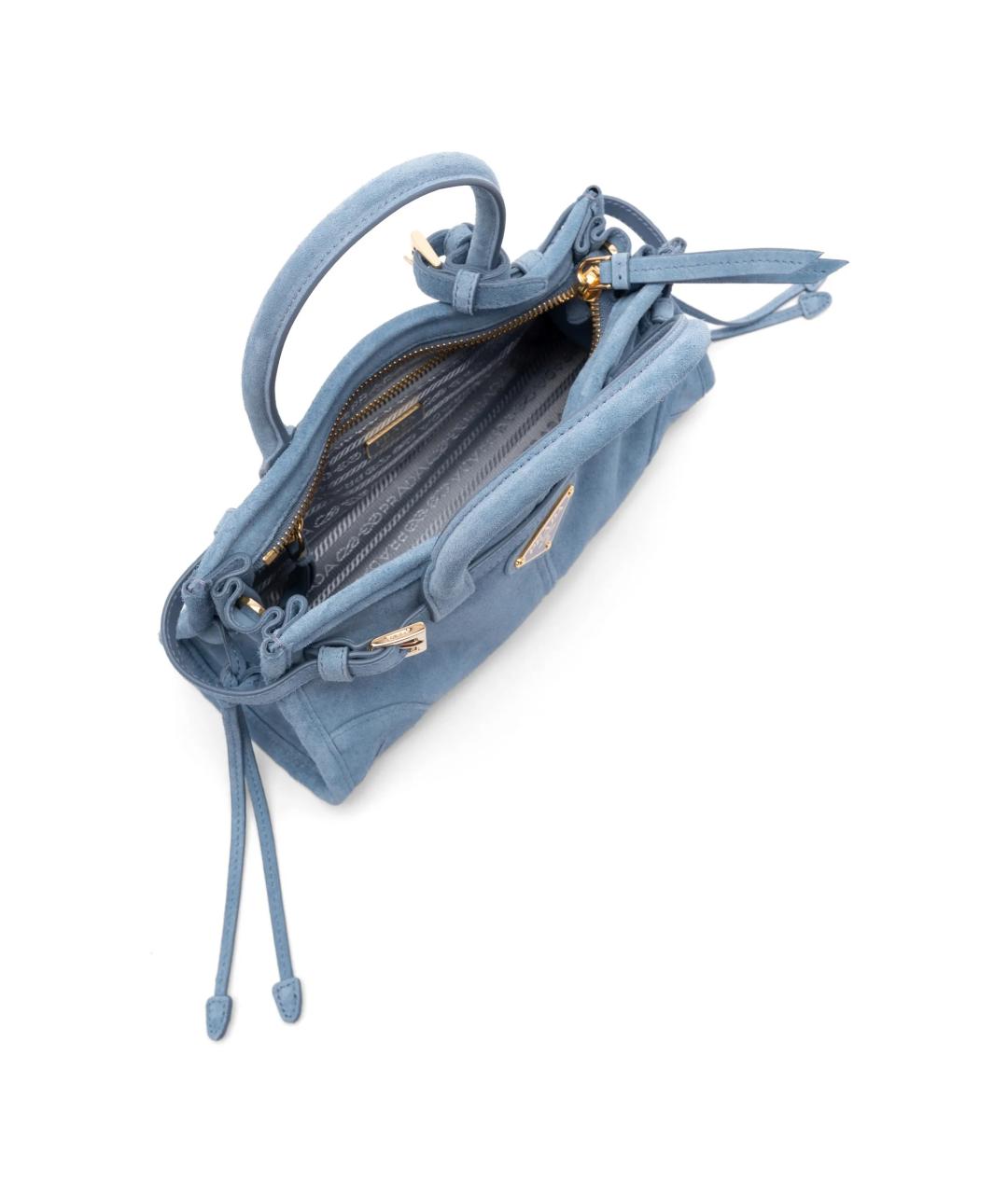 PRADA Голубая замшевая сумка тоут, фото 4