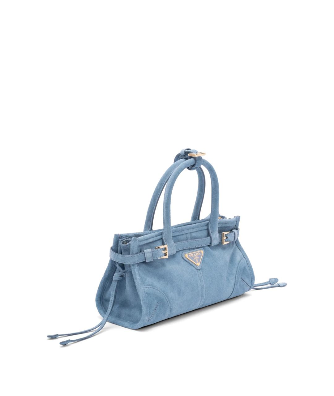 PRADA Голубая замшевая сумка тоут, фото 3