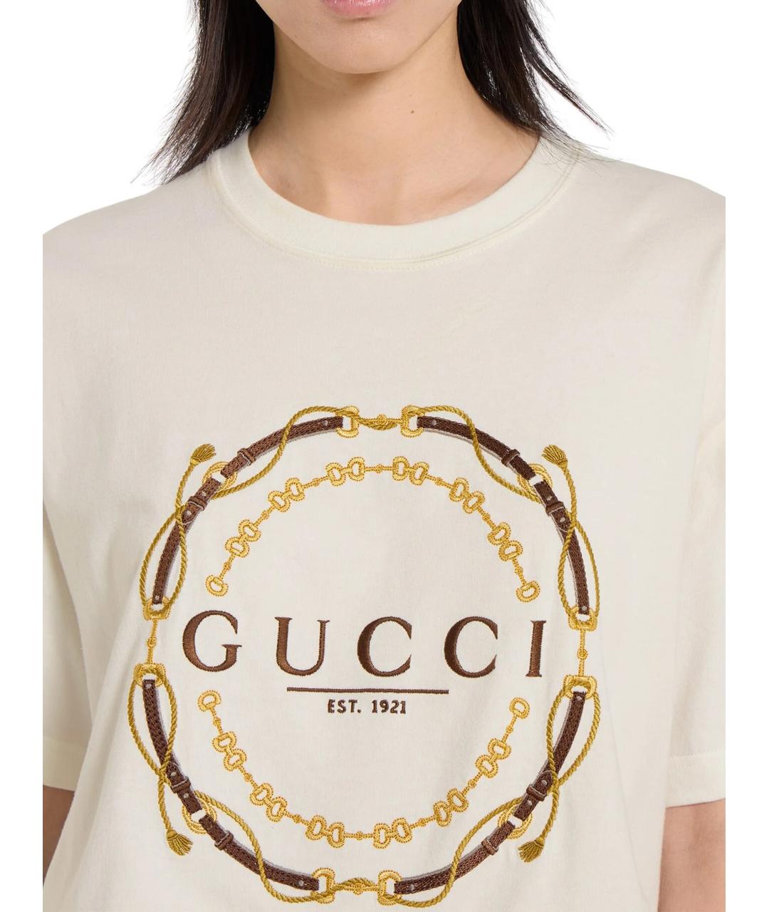 GUCCI Белая хлопковая футболка, фото 3