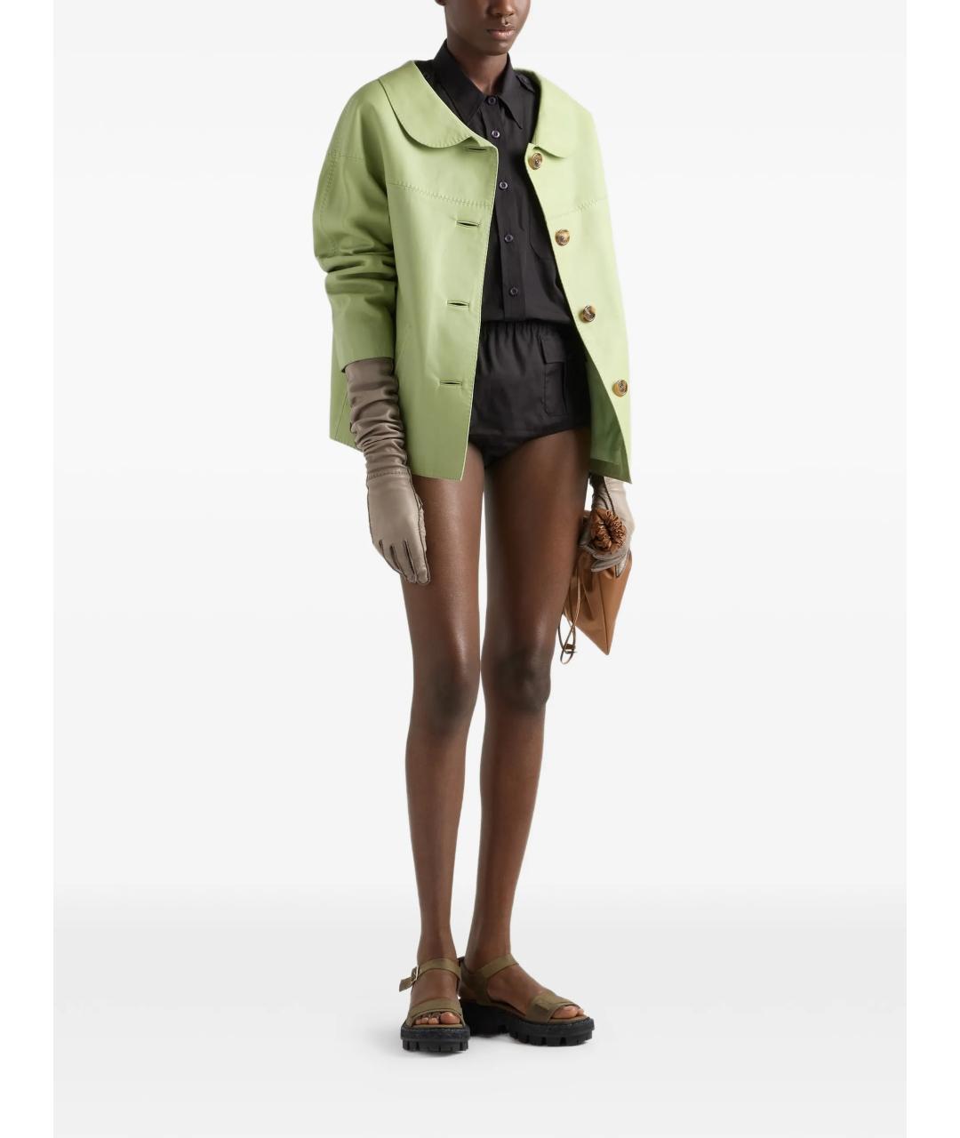 PRADA Зеленая кожаная куртка, фото 2