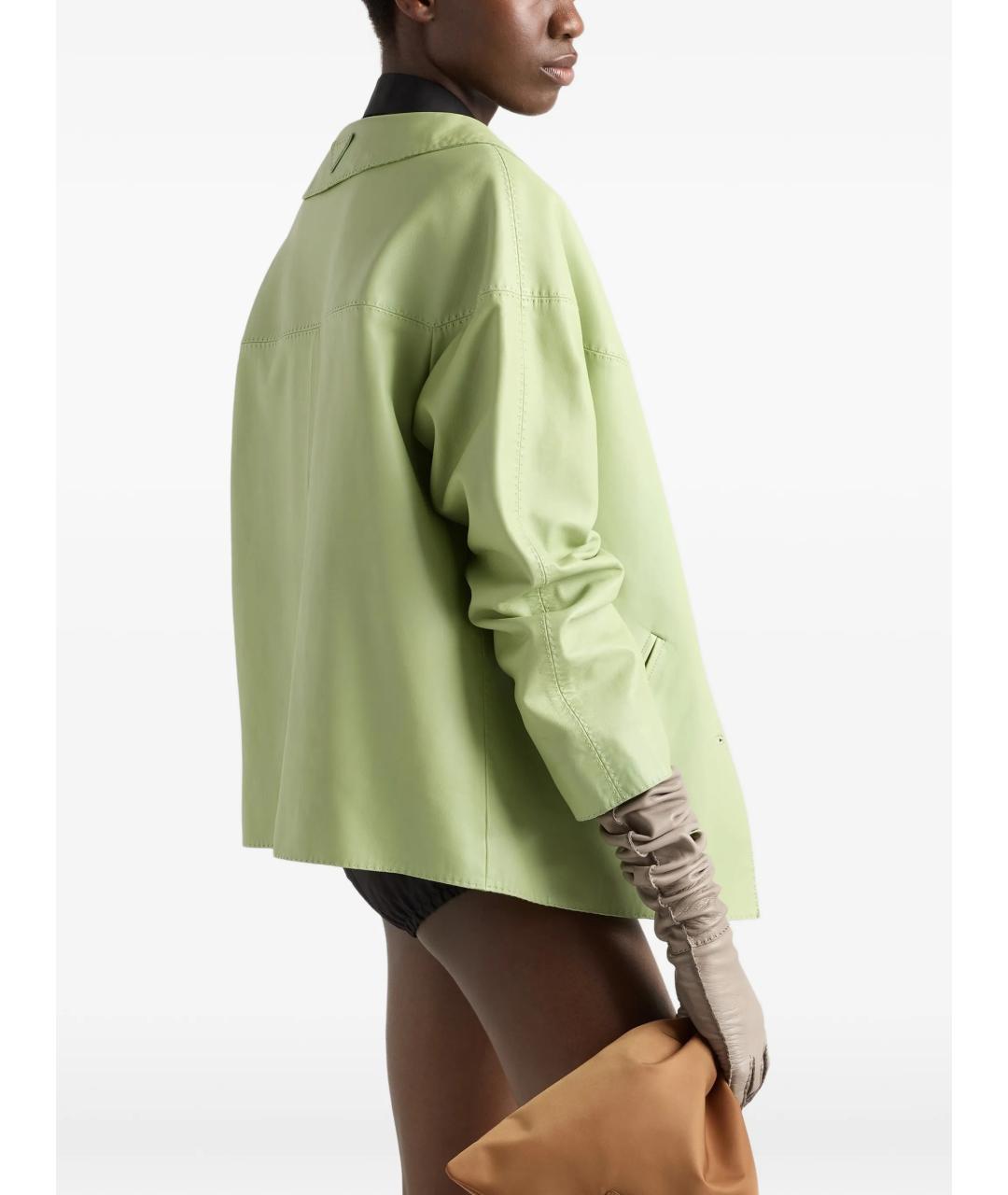 PRADA Зеленая кожаная куртка, фото 4