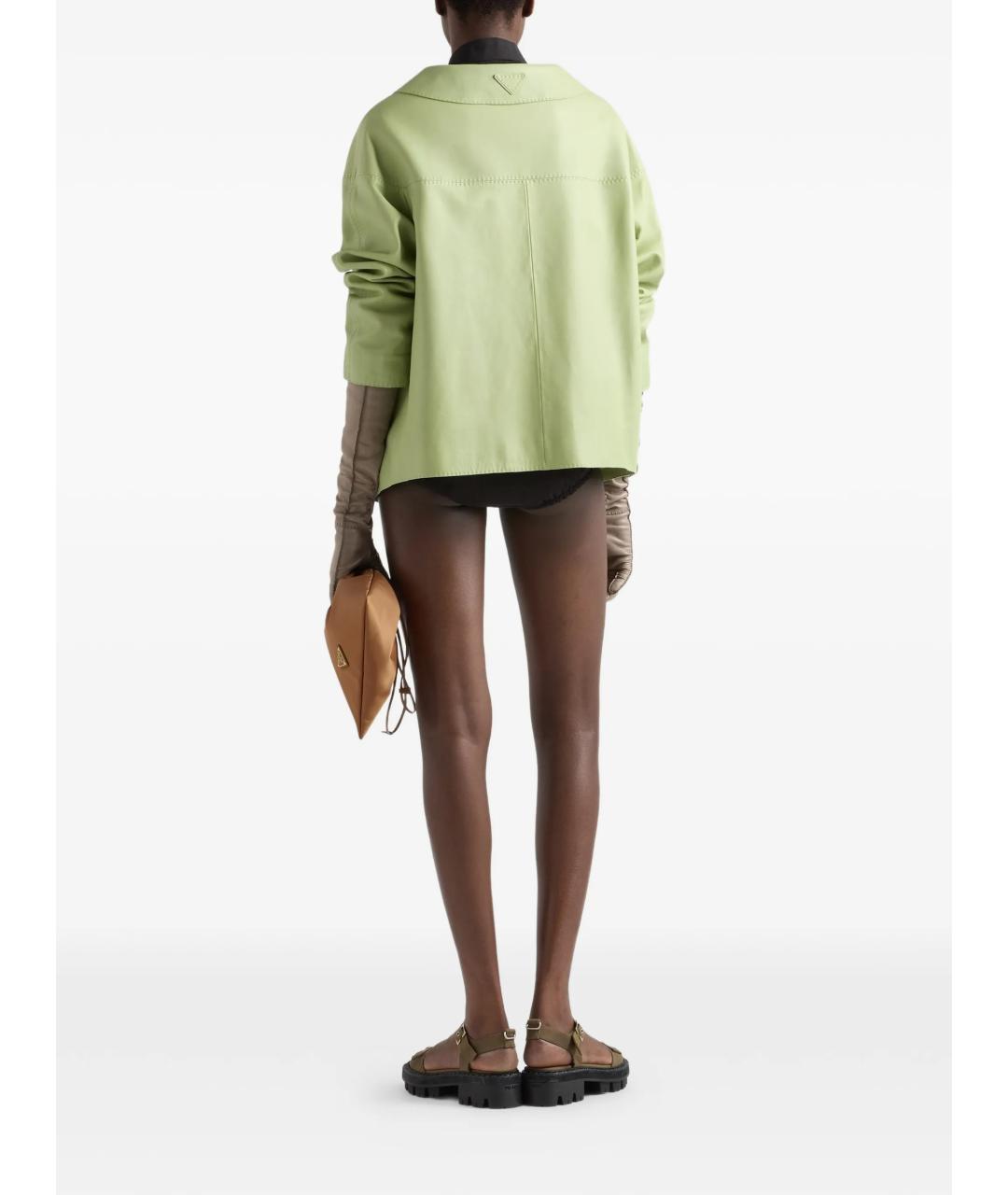 PRADA Зеленая кожаная куртка, фото 3