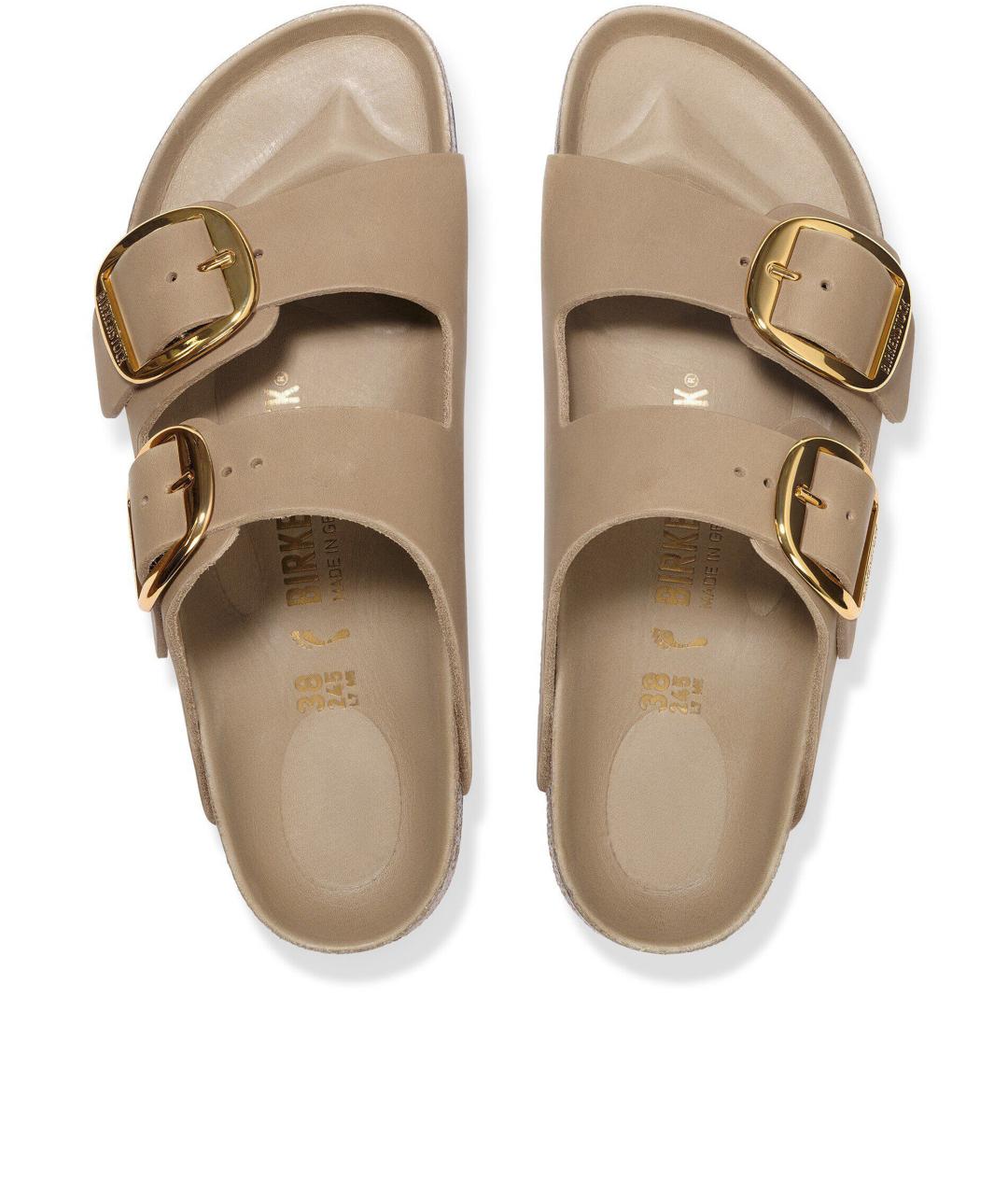 BIRKENSTOCK Бежевые кожаные шлепанцы, фото 3