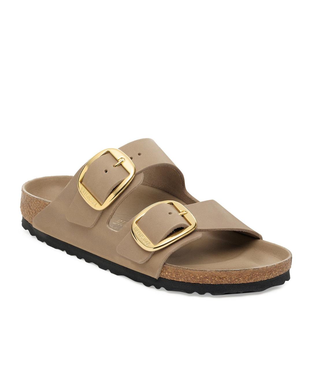 BIRKENSTOCK Бежевые кожаные шлепанцы, фото 2