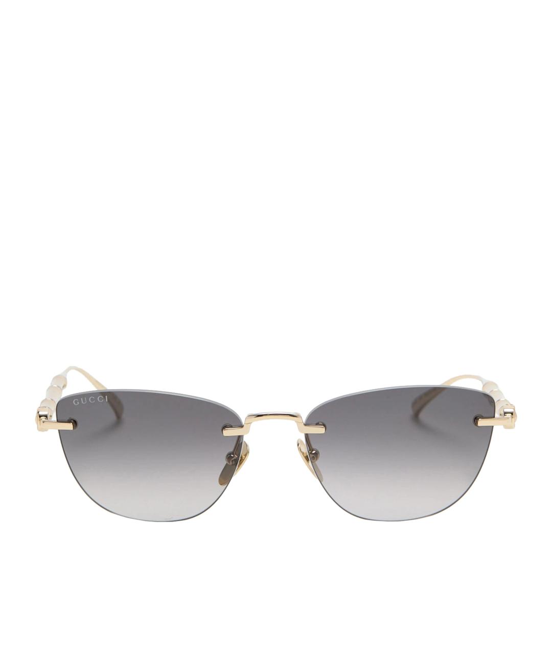 GUCCI Золотые металлические солнцезащитные очки, фото 1