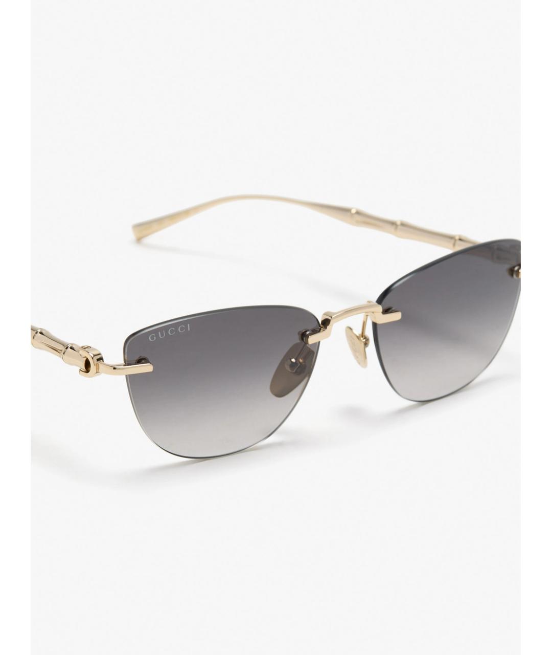 GUCCI Золотые металлические солнцезащитные очки, фото 2