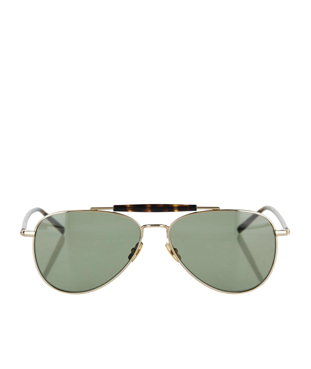 SAINT LAURENT Золотые металлические солнцезащитные очки, фото 2