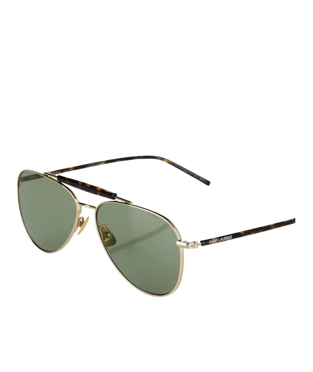 SAINT LAURENT Золотые металлические солнцезащитные очки, фото 4