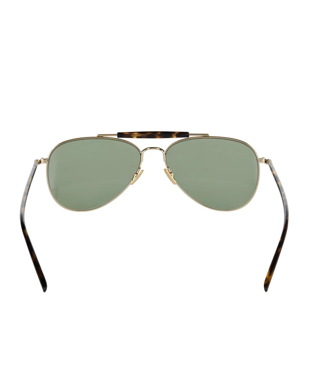 SAINT LAURENT Золотые металлические солнцезащитные очки, фото 3