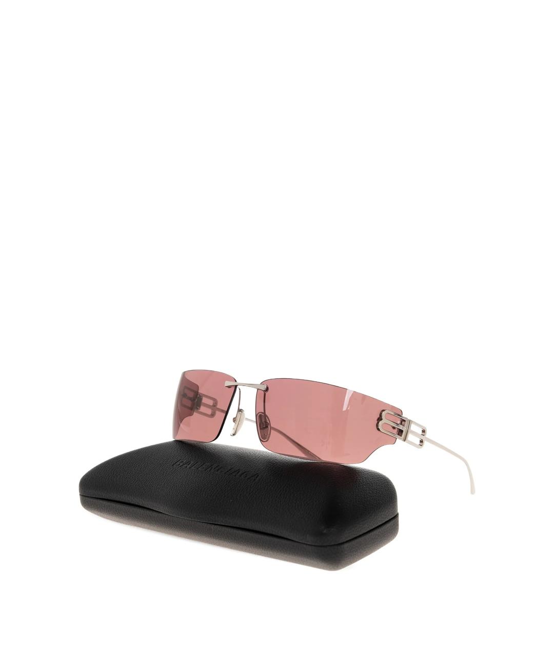BALENCIAGA Серебряные металлические солнцезащитные очки, фото 3
