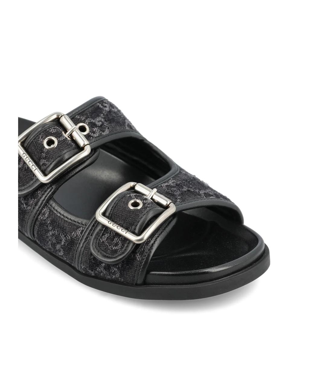 GUCCI Черные текстильные сандалии, фото 4