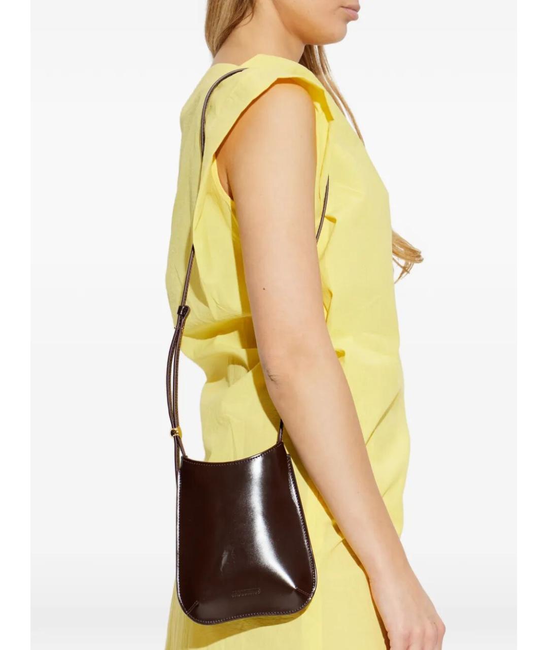 JACQUEMUS Бордовая кожаная сумка через плечо, фото 3