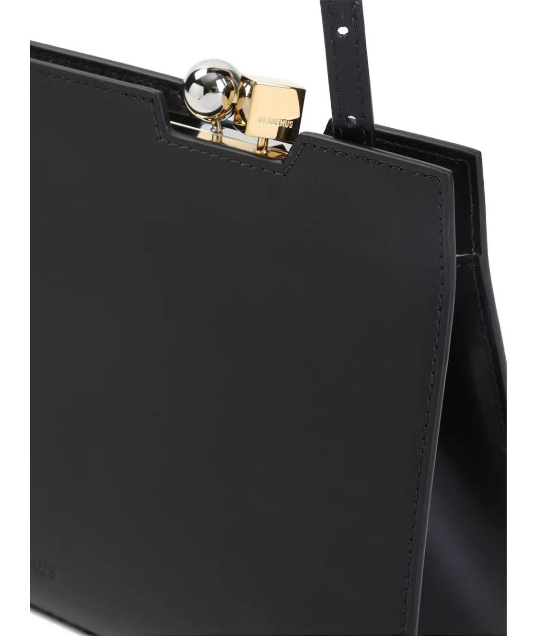 JACQUEMUS Черная кожаная сумка через плечо, фото 3