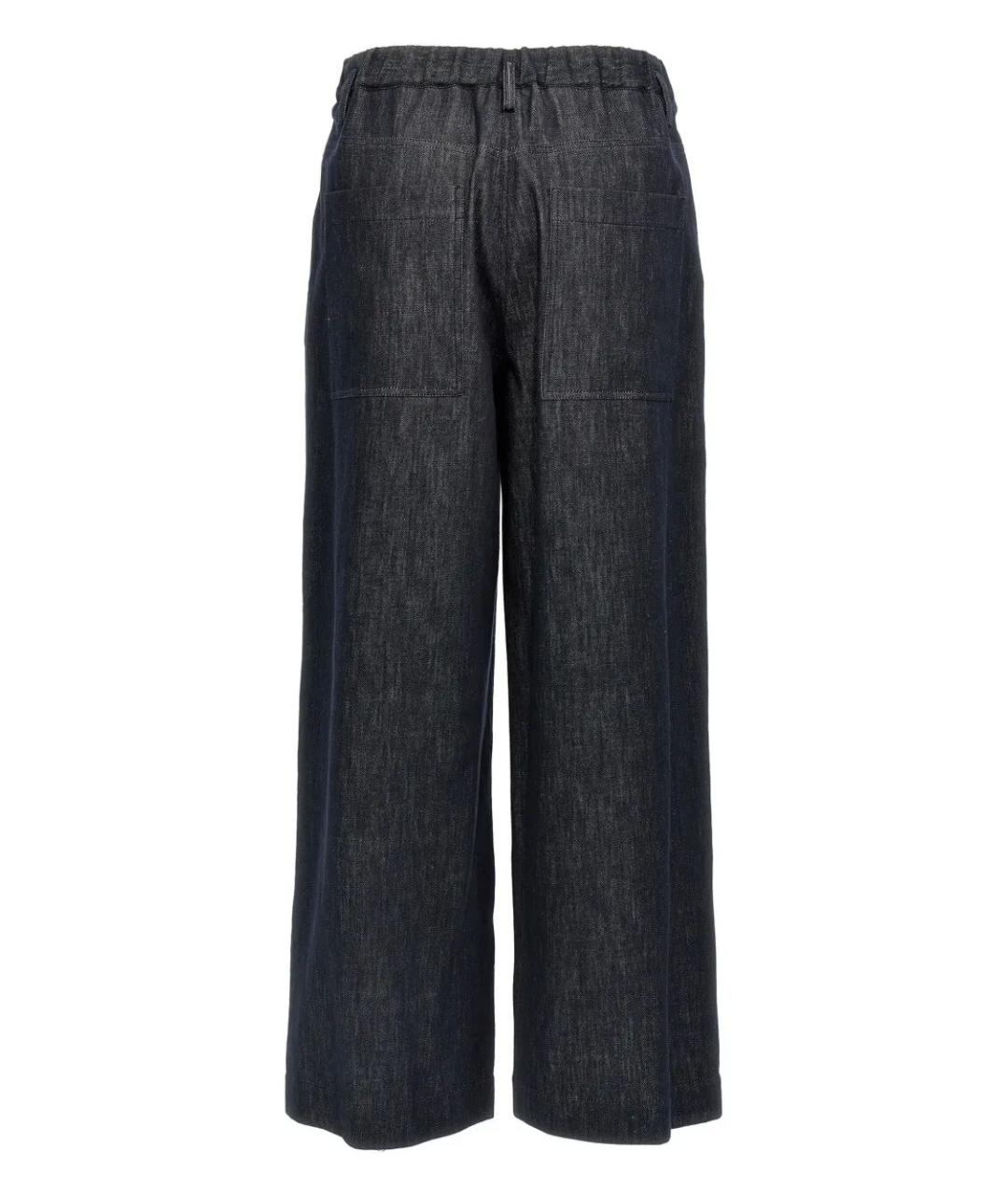 BRUNELLO CUCINELLI Темно-синие хлопковые брюки широкие, фото 2