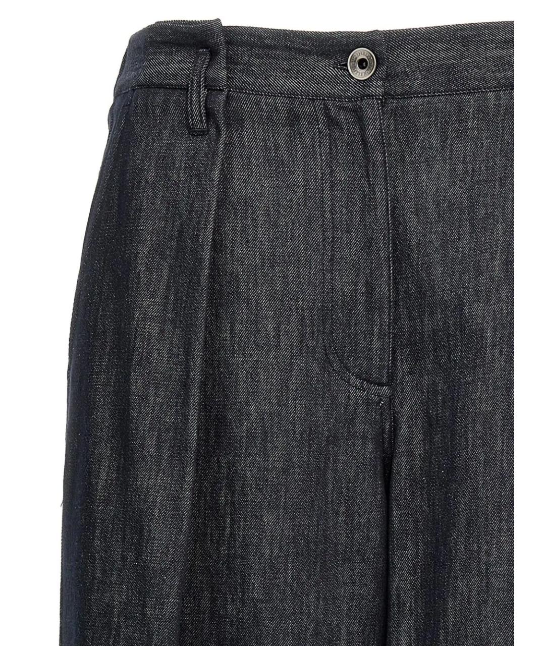 BRUNELLO CUCINELLI Темно-синие хлопковые брюки широкие, фото 4