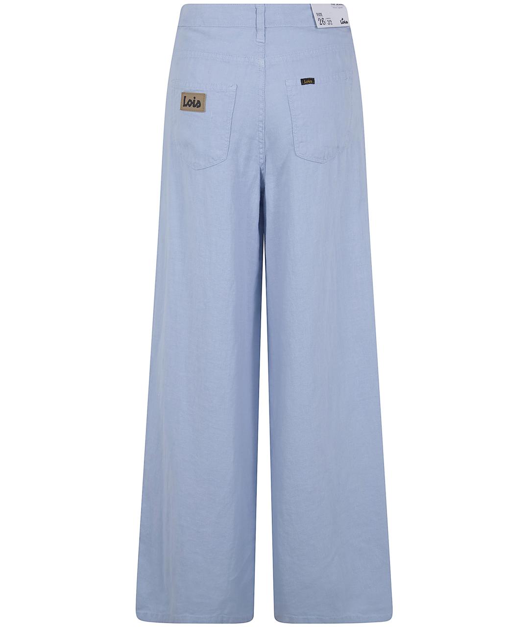 LOIS JEANS Синие льняные прямые брюки, фото 2
