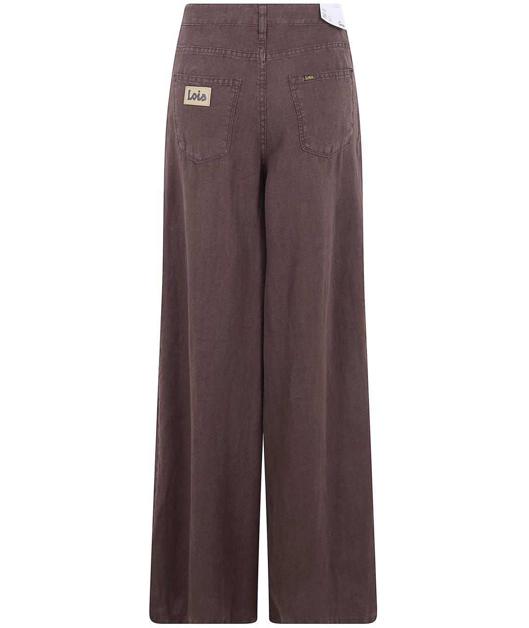 LOIS JEANS Коричневые льняные прямые брюки, фото 2