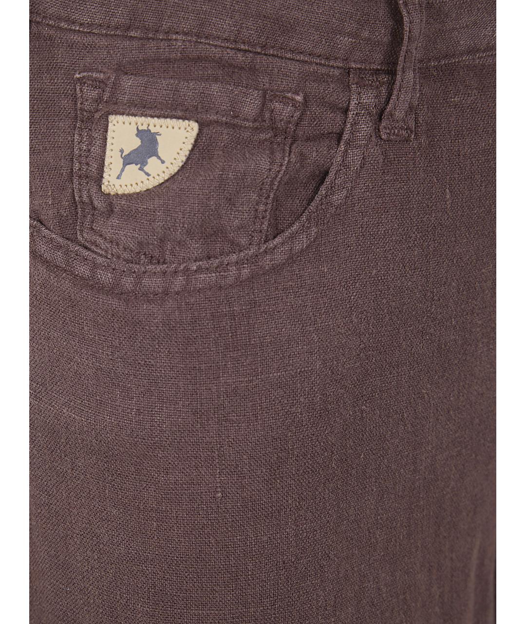 LOIS JEANS Коричневые льняные прямые брюки, фото 3