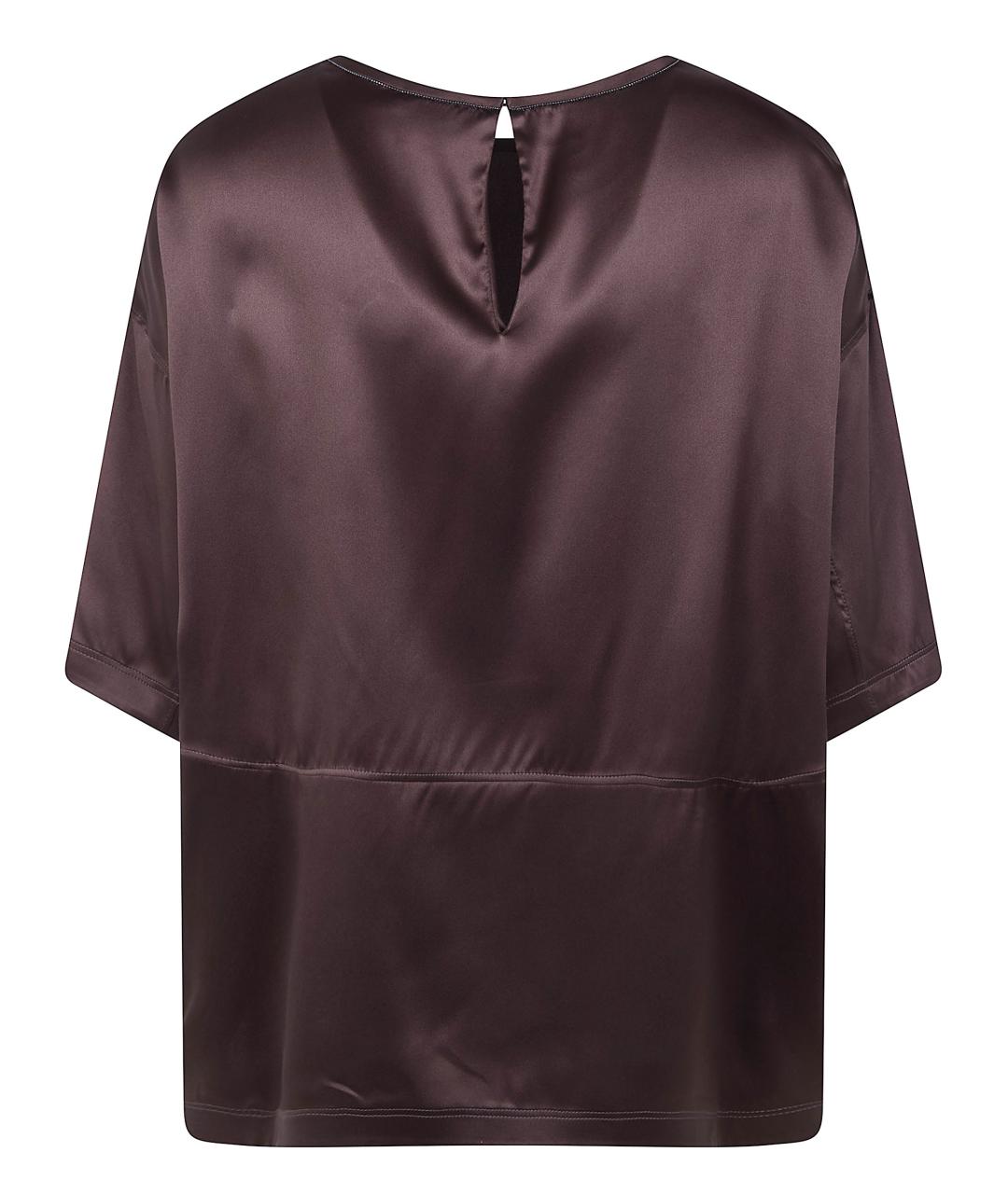 BRUNELLO CUCINELLI Коричневая шелковая блузы, фото 2