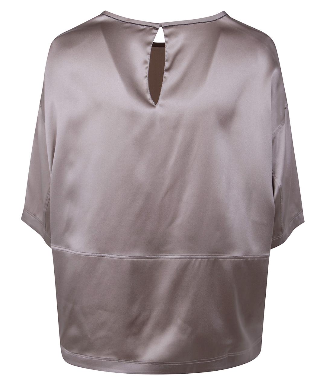 BRUNELLO CUCINELLI Бежевая шелковая блузы, фото 2