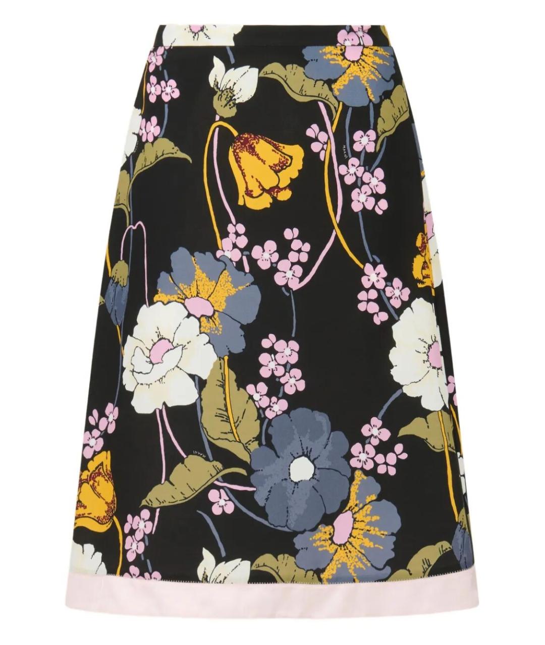 MARNI Черная вискозная юбка миди, фото 1