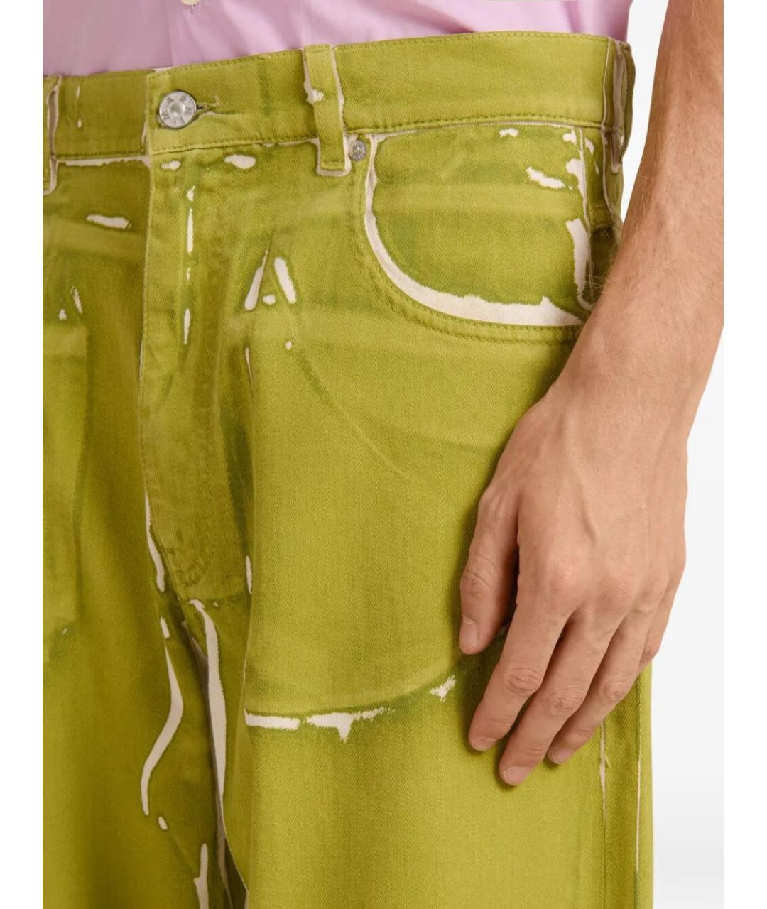 MARNI Зеленые хлопковые повседневные брюки, фото 4