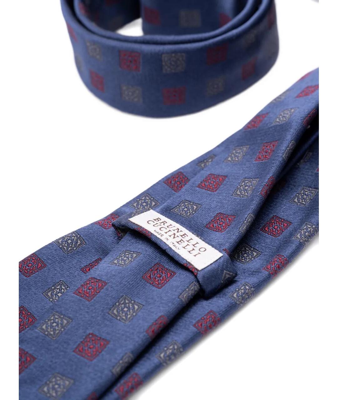 BRUNELLO CUCINELLI Синий шелковый галстук, фото 2