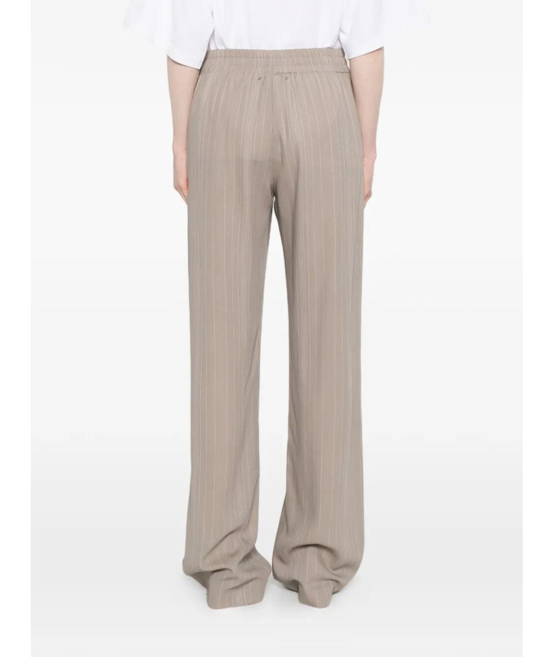 GOLDEN GOOSE DELUXE BRAND Бежевые шерстяные прямые брюки, фото 4