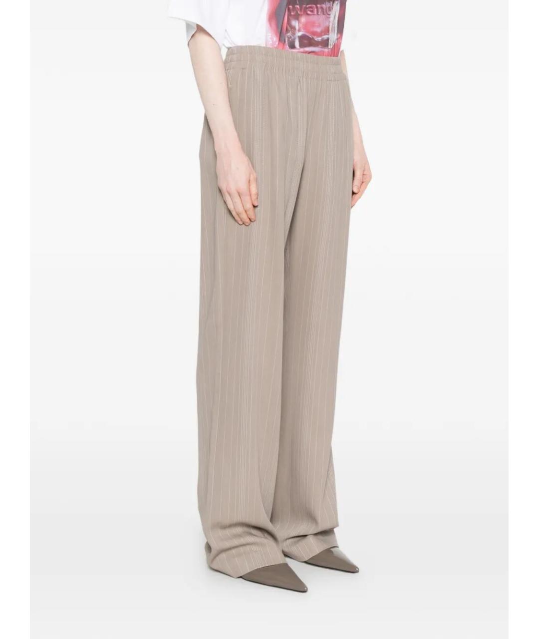 GOLDEN GOOSE DELUXE BRAND Бежевые шерстяные прямые брюки, фото 3