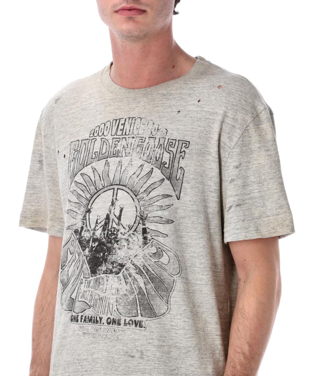 GOLDEN GOOSE DELUXE BRAND Серая хлопковая футболка, фото 3