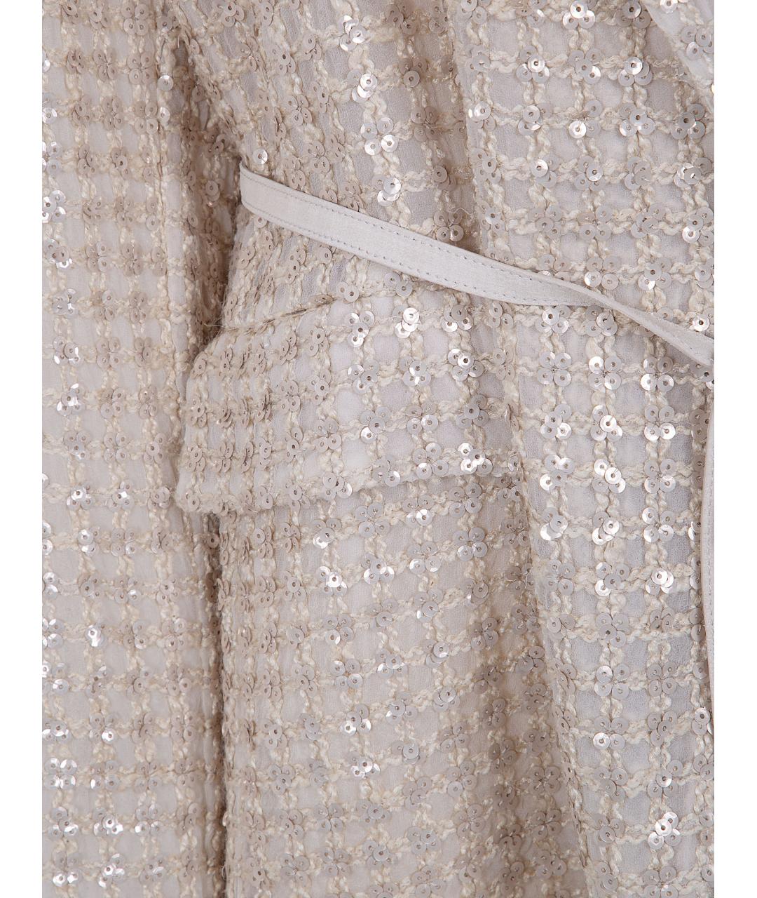 BRUNELLO CUCINELLI Бежевый шелковый жакет/пиджак, фото 3