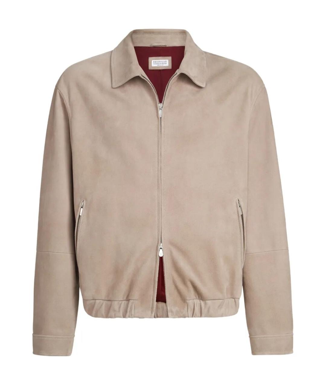 BRUNELLO CUCINELLI Бежевая кожаная куртка, фото 1