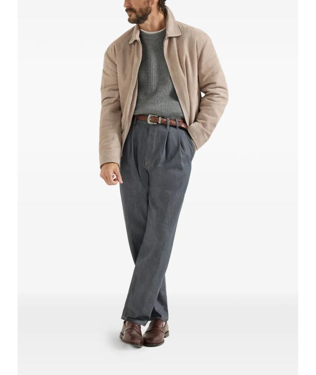 BRUNELLO CUCINELLI Бежевая кожаная куртка, фото 4