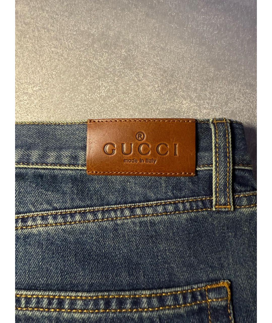 GUCCI Темно-синие хлопковые прямые джинсы, фото 5