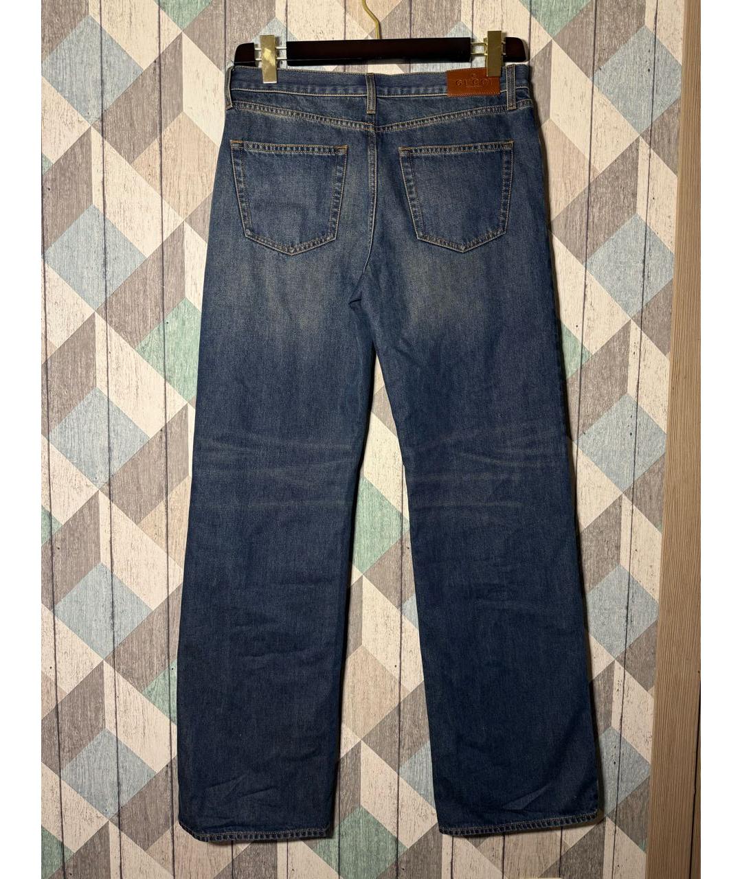 GUCCI Темно-синие хлопковые прямые джинсы, фото 2