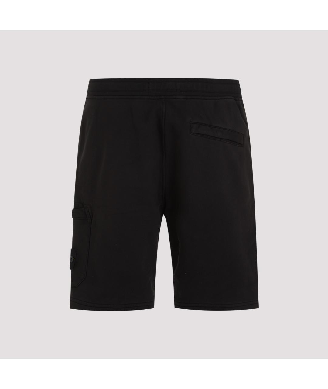 STONE ISLAND Черные хлопковые шорты, фото 3