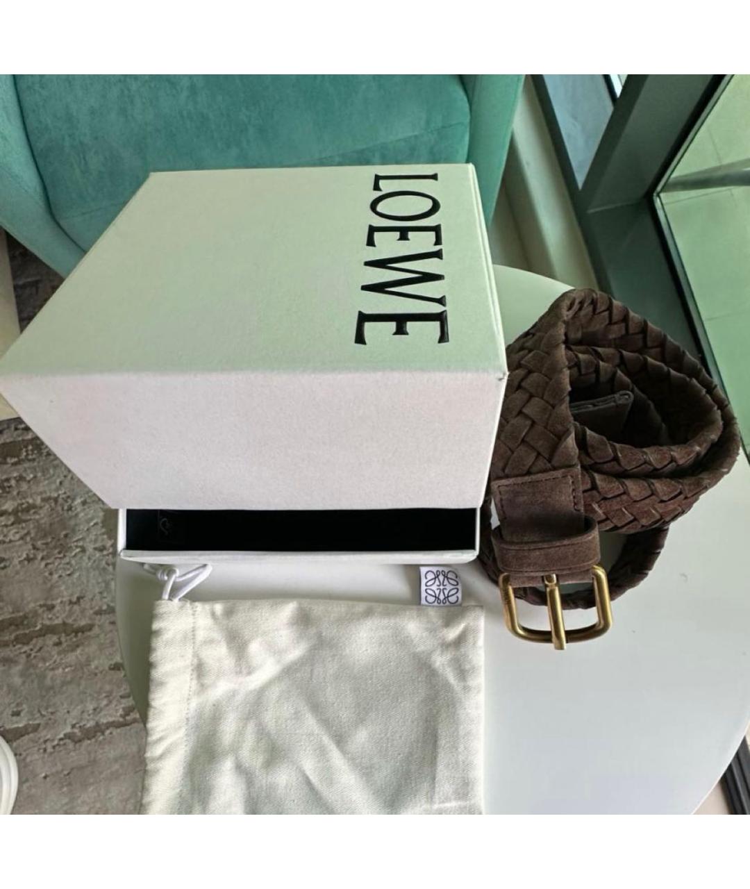 LOEWE Коричневый замшевый ремень, фото 4