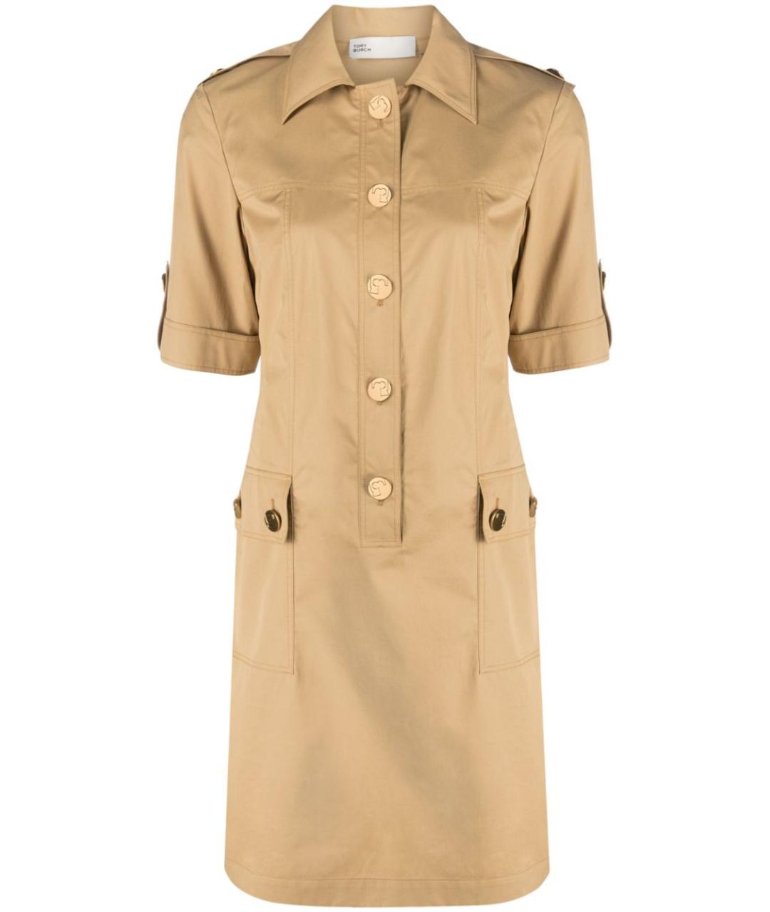TORY BURCH Бежевое хлопковое повседневное платье, фото 1