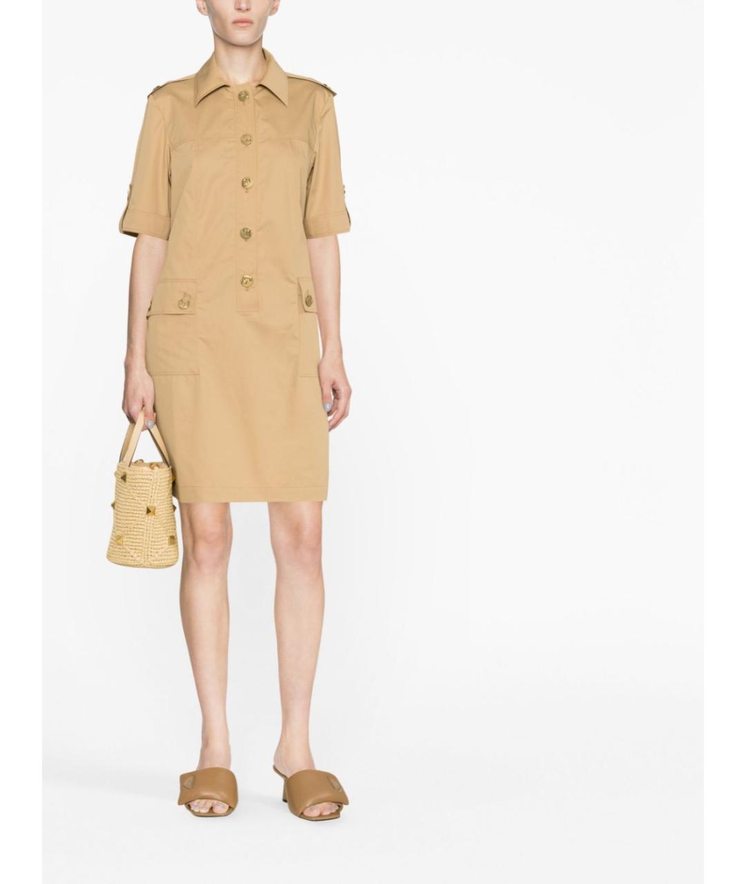 TORY BURCH Бежевое хлопковое повседневное платье, фото 2