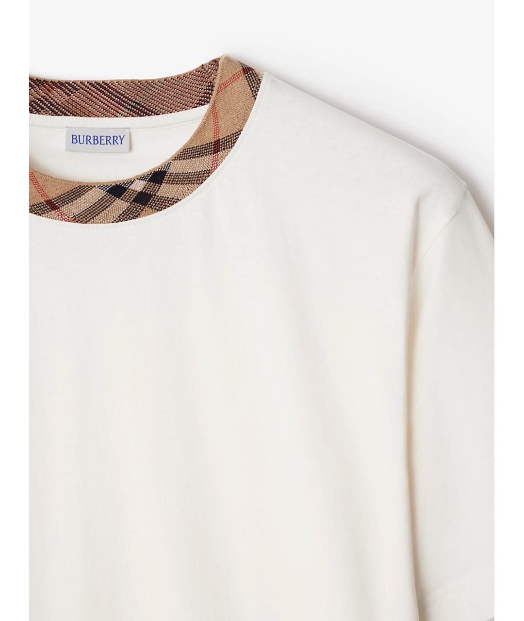 BURBERRY Белая хлопковая футболка, фото 4